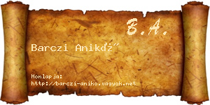 Barczi Anikó névjegykártya