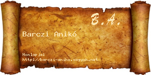 Barczi Anikó névjegykártya